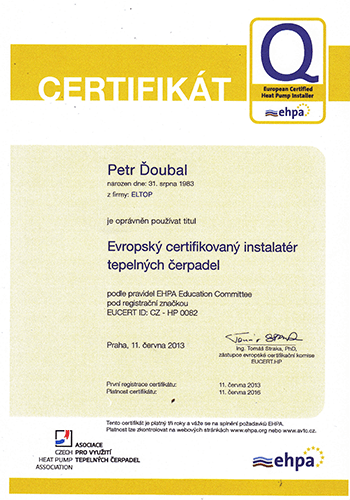 Evropský certifikát tepelných čerpadel
