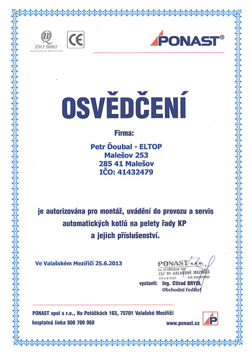 Osvědčení Ponast